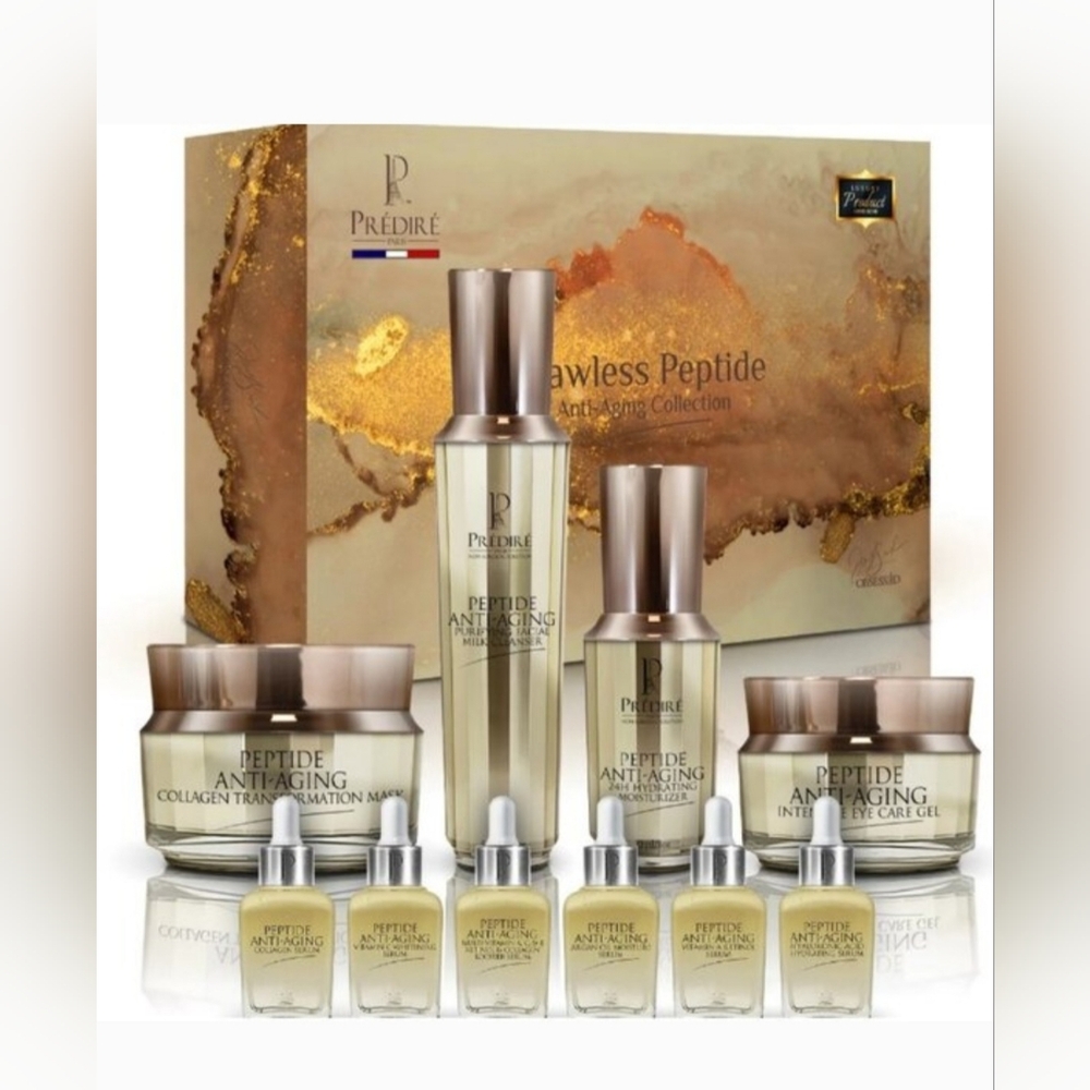 PréDIRE Flawless Peptide Anti-Aging Skincare Set - Gold and Cream